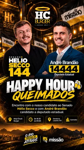 Arte de divulgação do Happy Hour com André Brandão e Hélio Secco